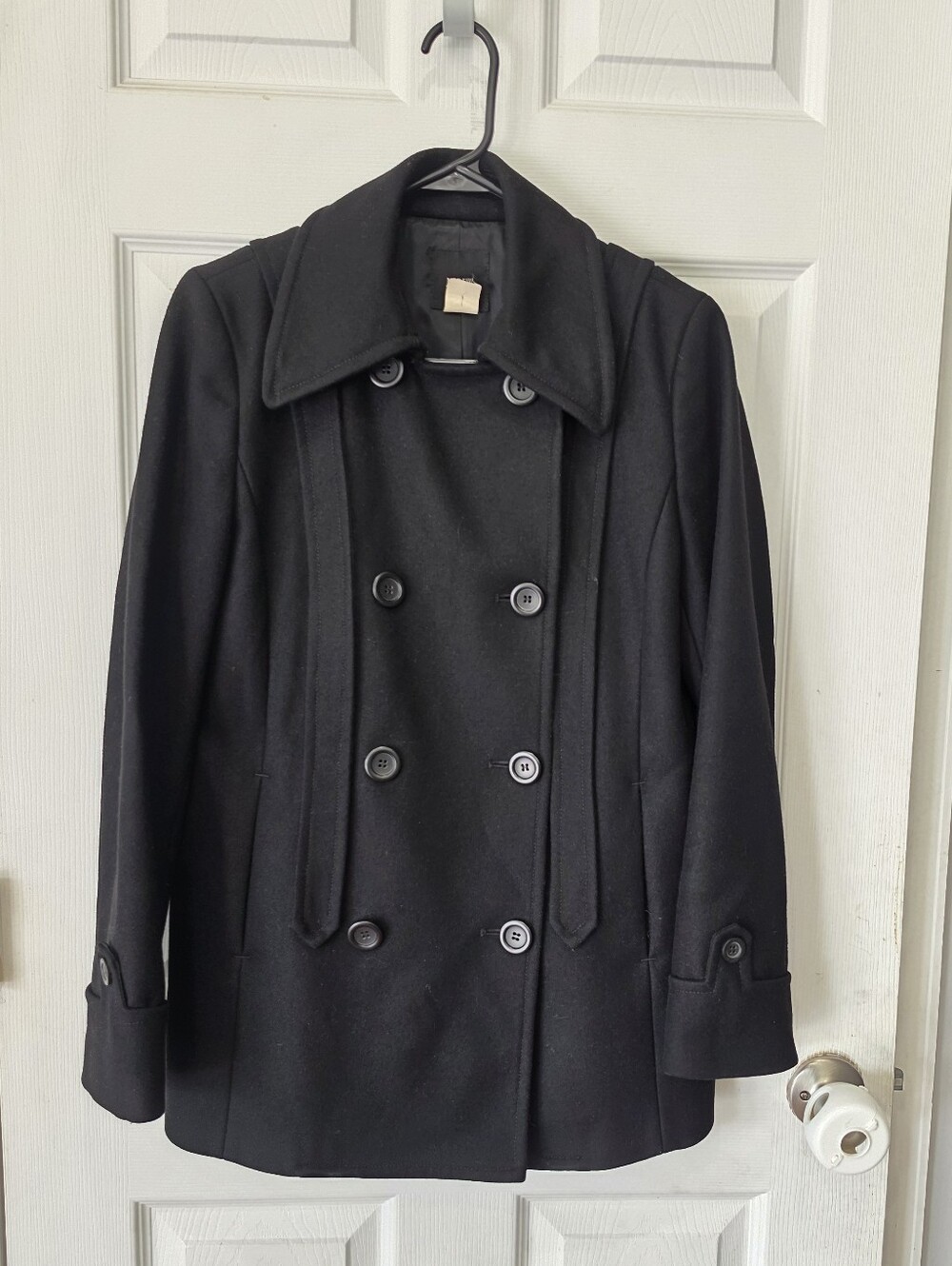 J.Crew Women's Black Wool Blend Double Breasted Peacoat Jacket Size 4 Structured - Picture 2 of 14